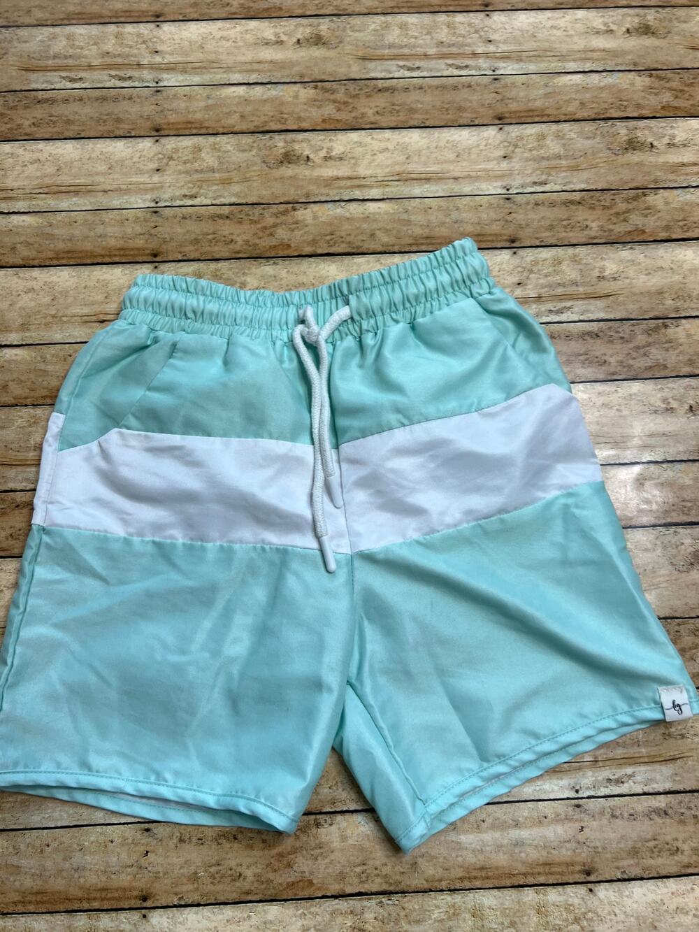 Love and Grow Aqua Striped Swim Trunks 7y